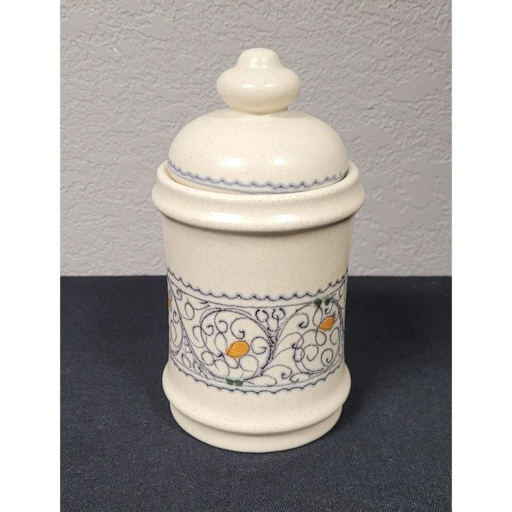 La Botteghina Del Ceramista Hand-Painted Ceramic Jar Canister Vintage 1980s